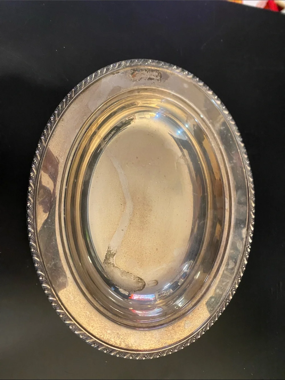 Silver-Tone Decorative Serving Bowl - Classic Oval Design
